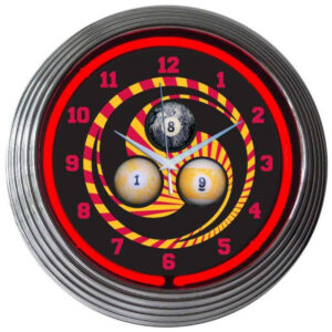Billiard 1, 8, 9 Neon Clock