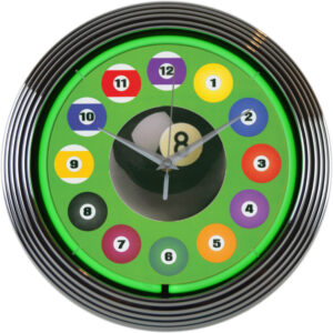 Billiard Ball Green Neon Clock