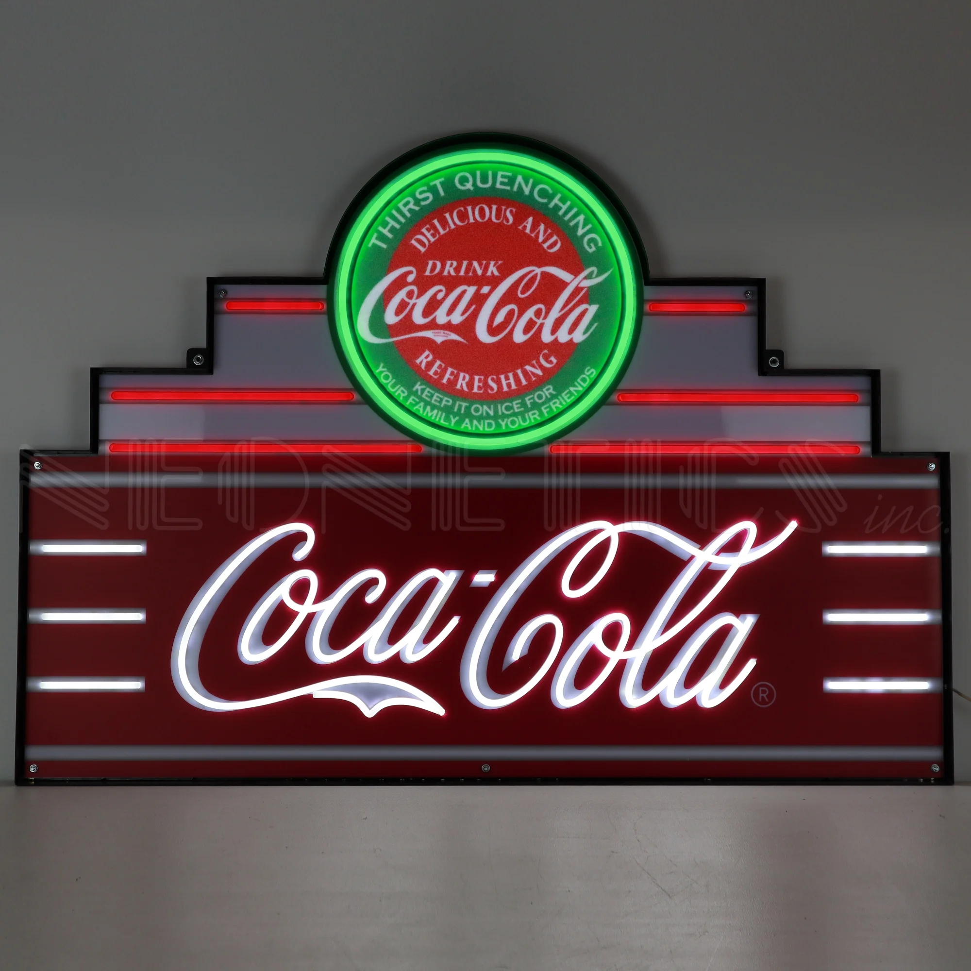 Art Deco Marquee Coca-Cola LED Flex Neon Sign In Steel Can illuminated LED display