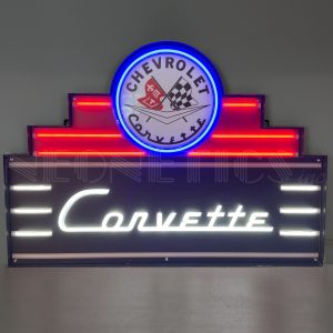 Art Deco Marquee Corvette LED Flex Neon Sign In Steel Can illuminated LED display