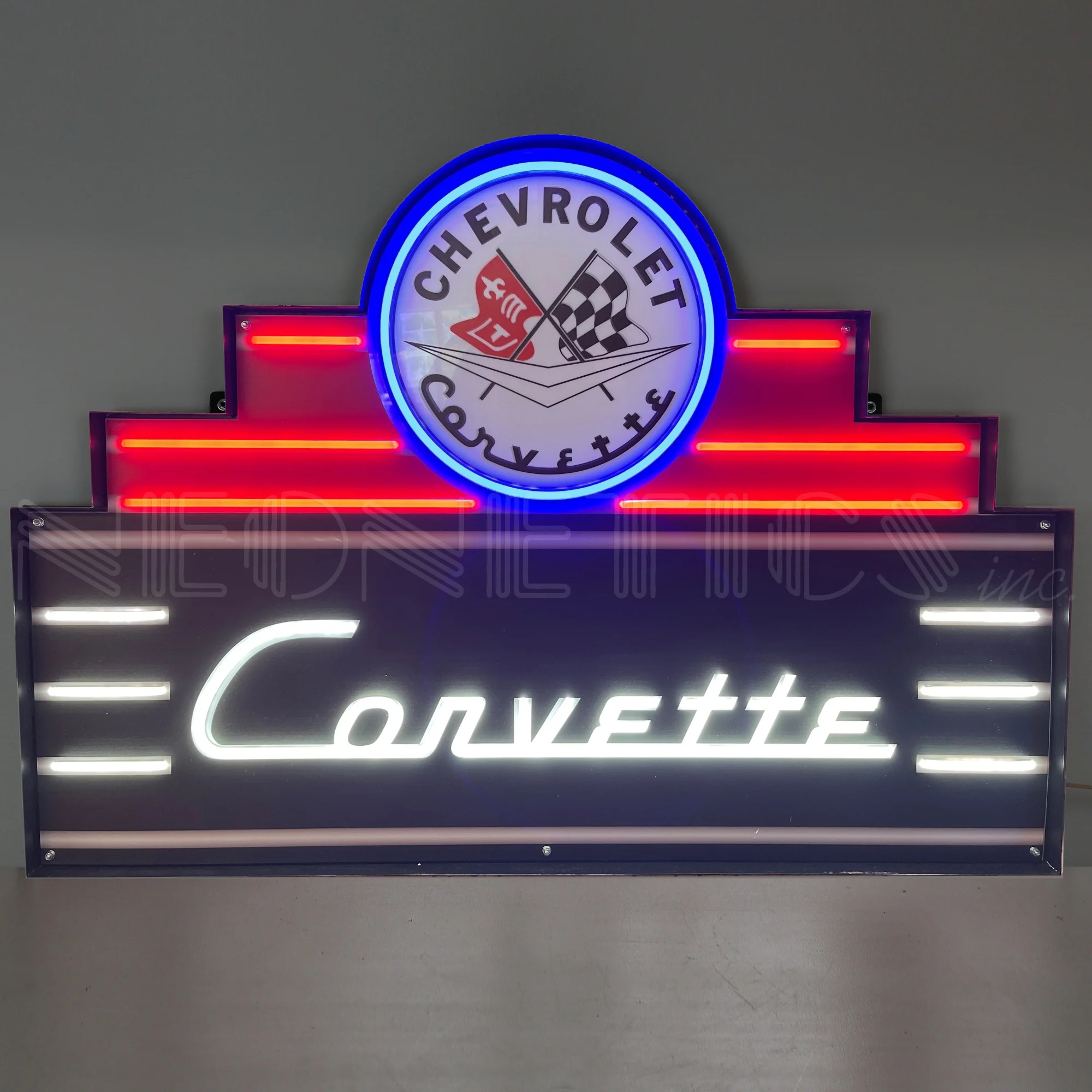 Art Deco Marquee Corvette LED Flex Neon Sign In Steel Can illuminated LED display