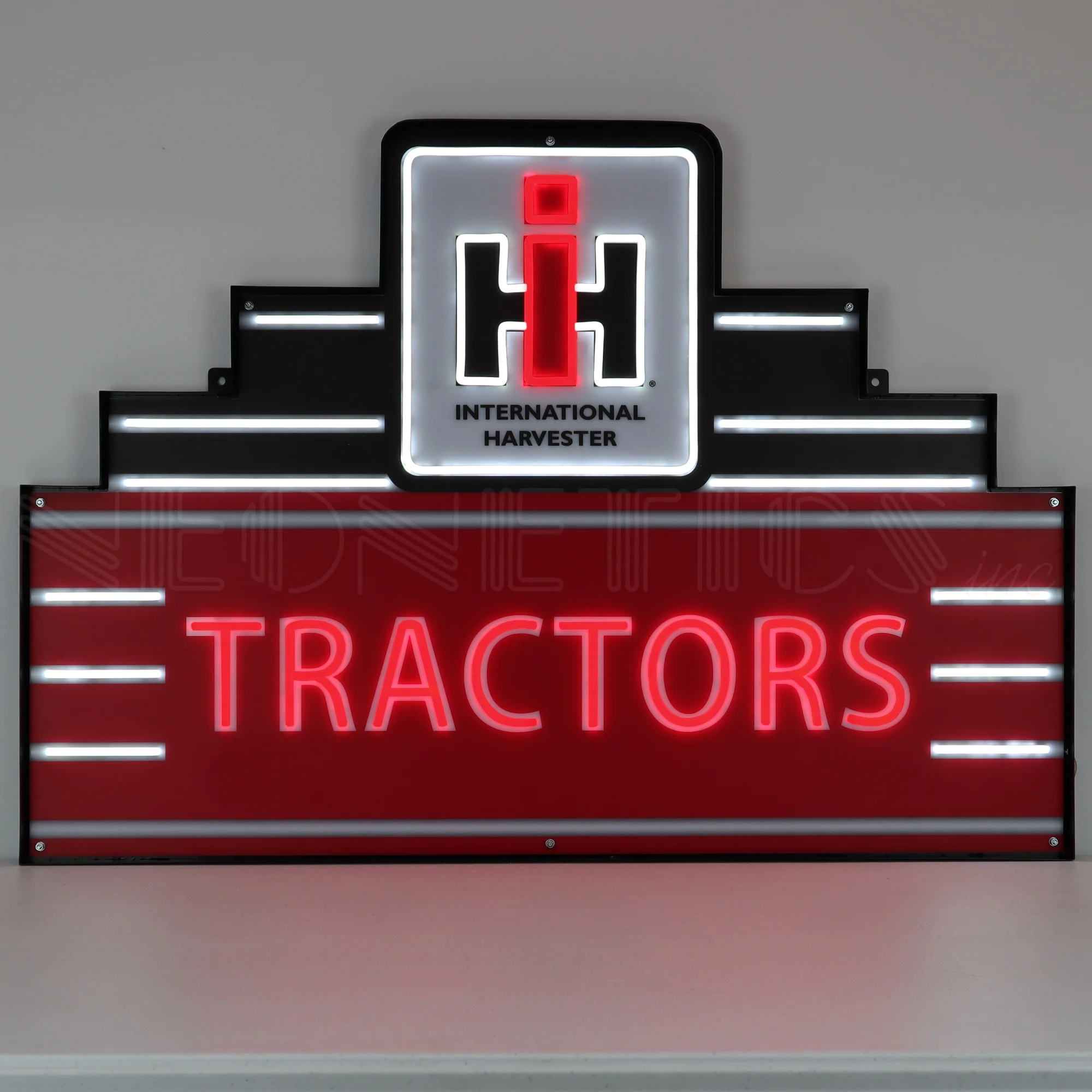 Art Deco Marquee International Harvester Tractors LED Flex Neon Sign In Steel Can illuminated LED display