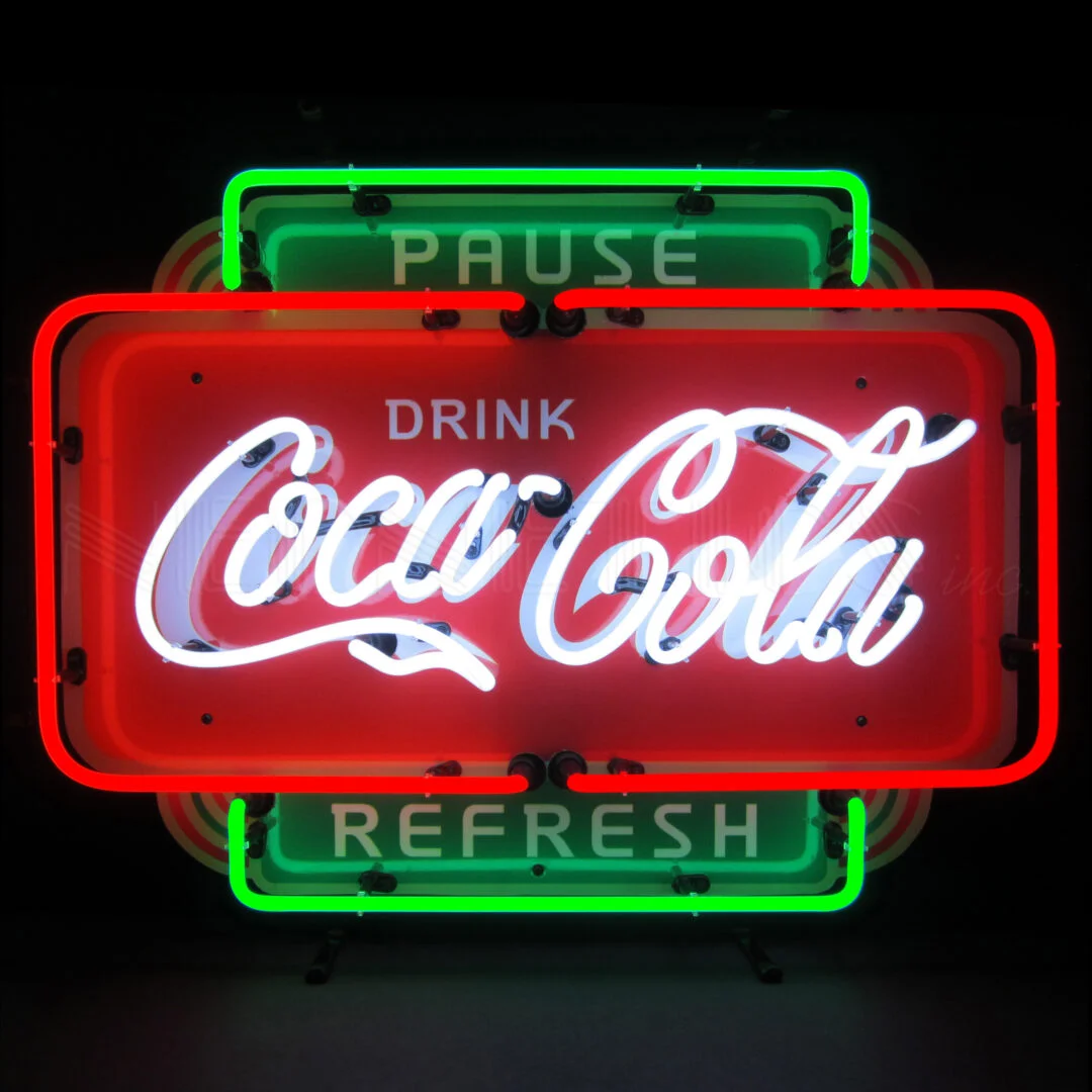 Coca-Cola Pause Refresh Neon Sign illuminated neon display