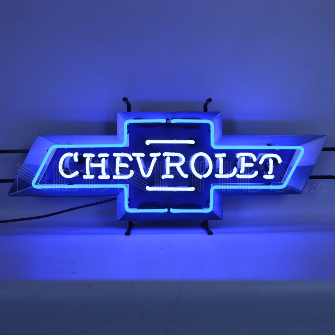 Chevrolet Bowtie Neon Sign With Backing illuminated neon display