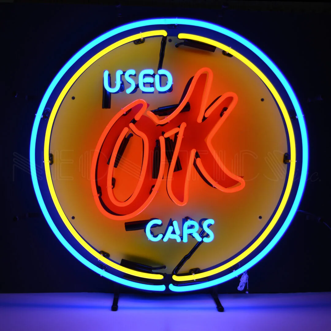Chevy Vintage OK Used Cars Neon Sign illuminated neon display