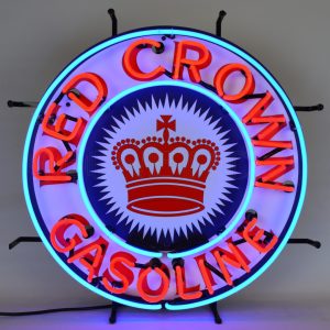 Red Crown Gasoline Neon Sign illuminated neon display