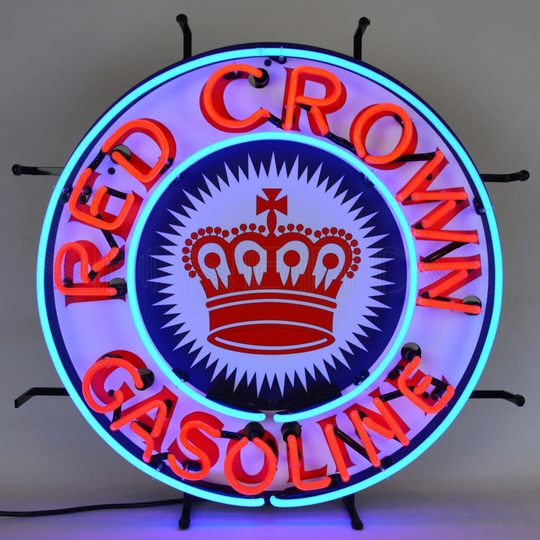 Red Crown Gasoline Neon Sign illuminated neon display