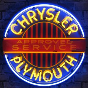 Chrysler Plymouth Neon Sign With Backing illuminated neon display