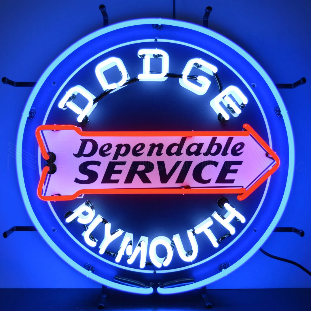 Dodge Dependable Service Neon Sign illuminated neon display