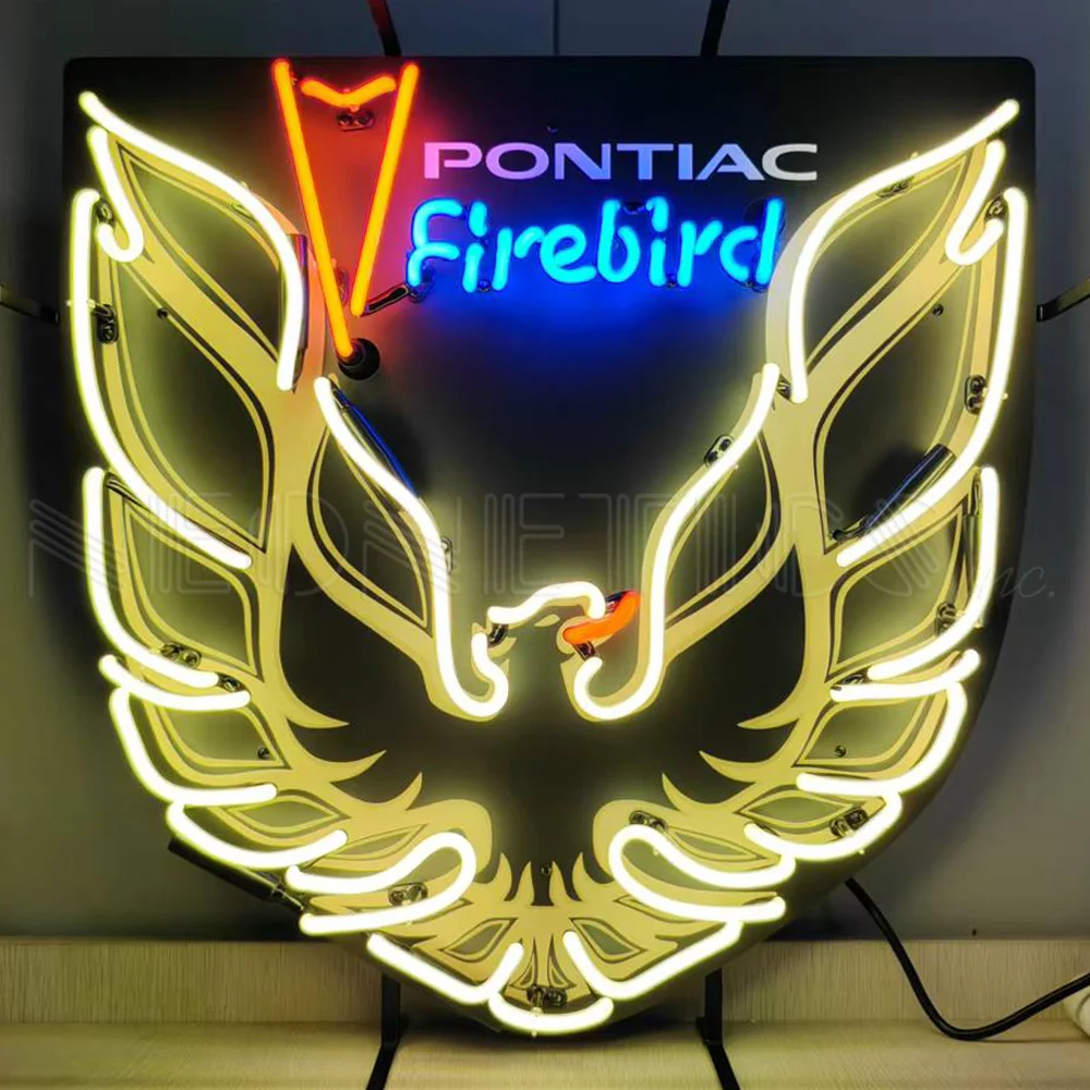 Pontiac Firebird Gold Neon Sign With Backing illuminated neon display