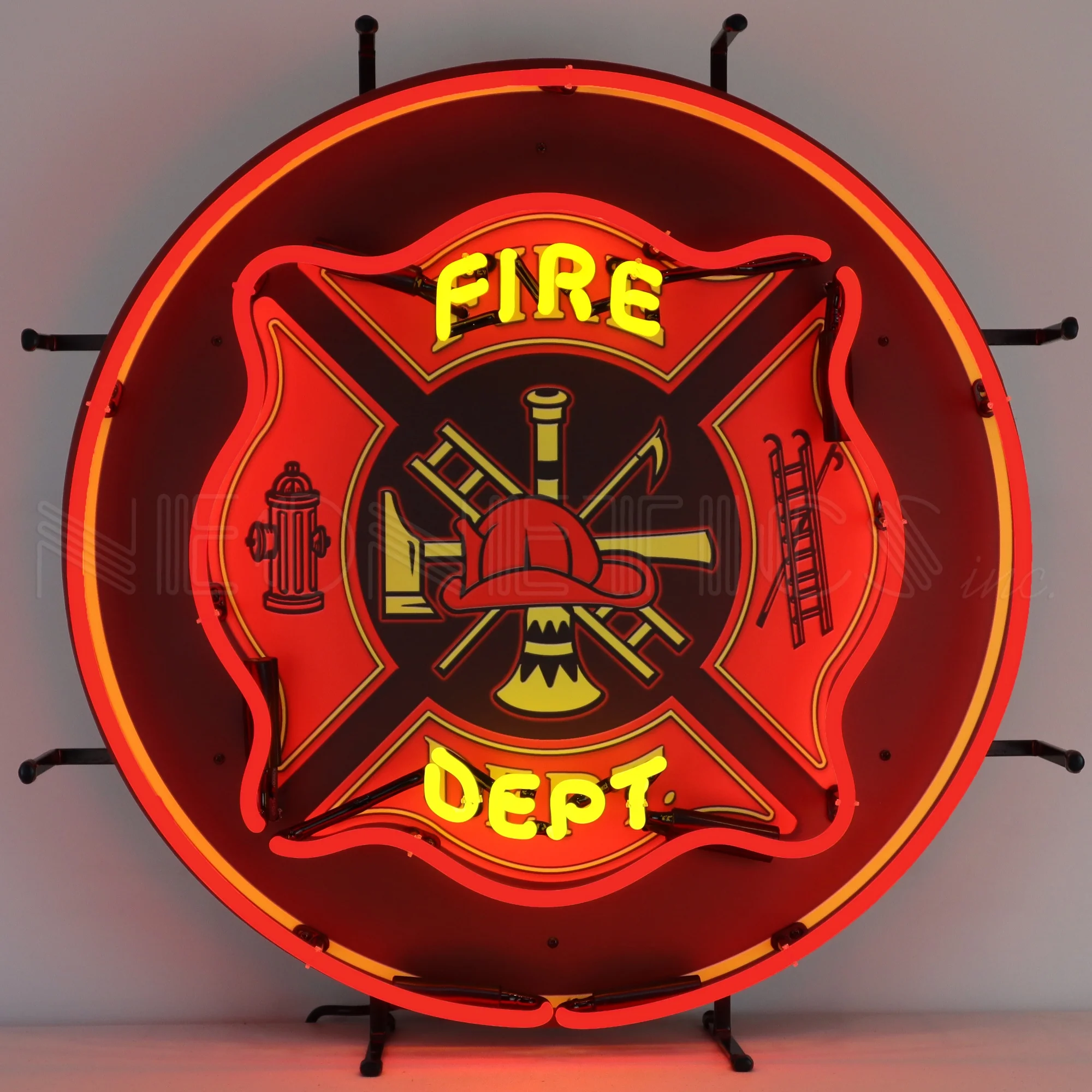 Fire Department Neon Sign illuminated neon display