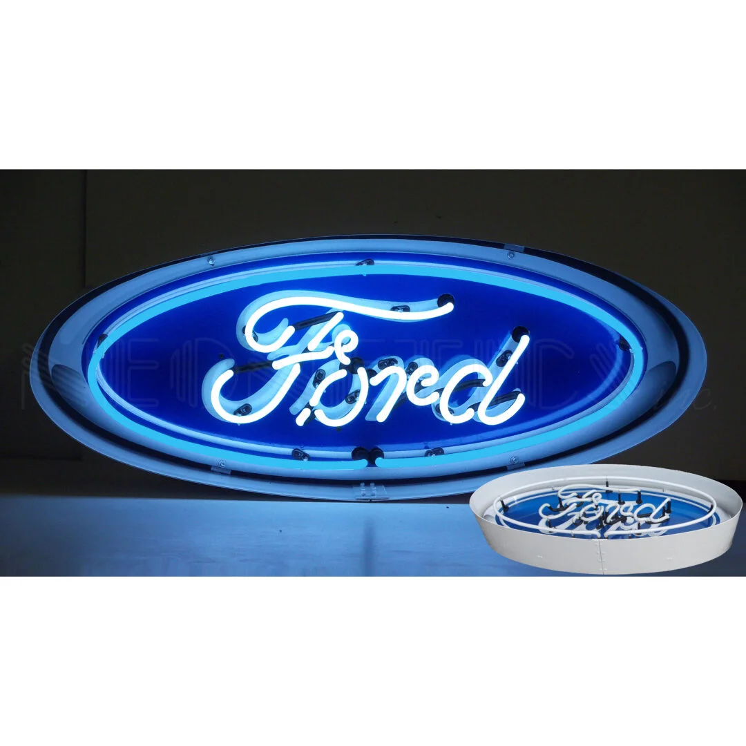 Ford Oval Neon Sign In Metal Can illuminated neon display