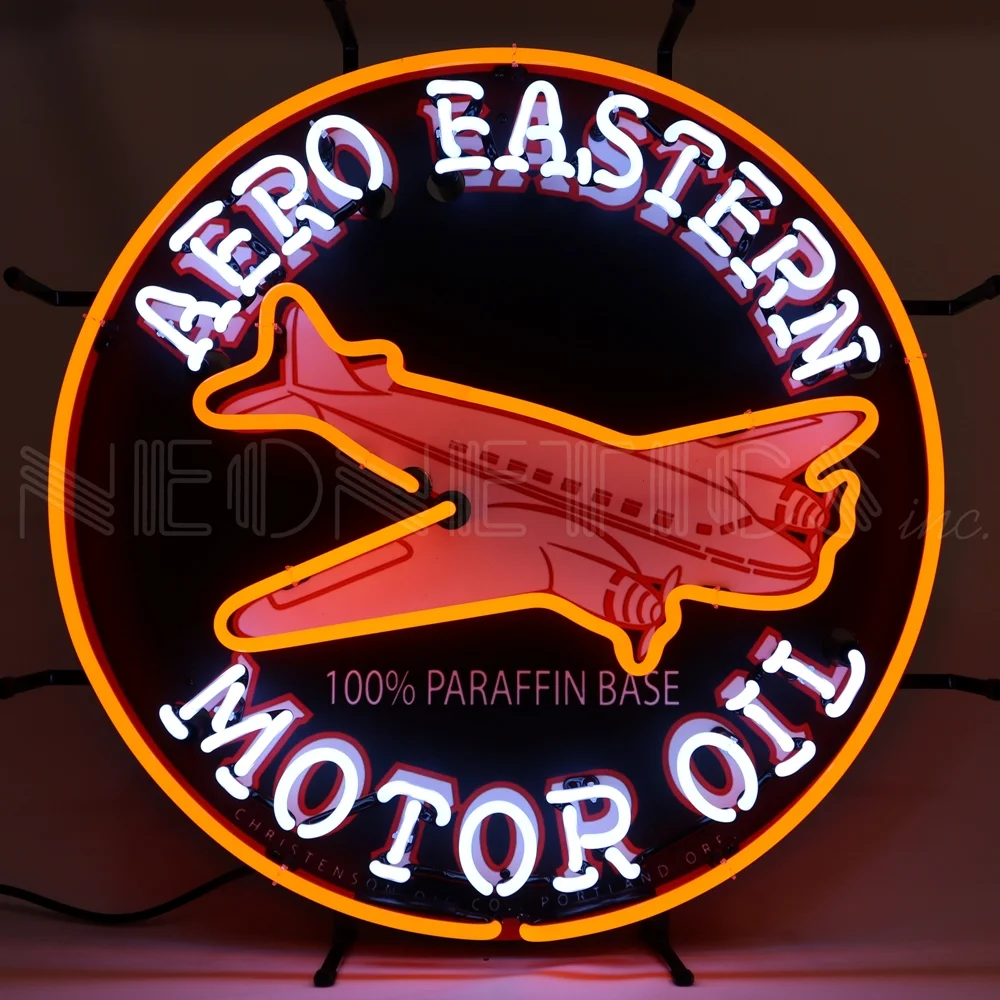 Aero Eastern Motor Oil Neon Sign illuminated neon display