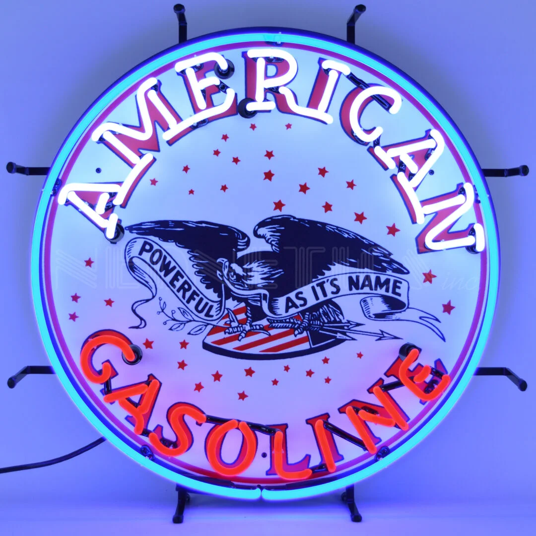 American Gasoline Neon Sign illuminated neon display