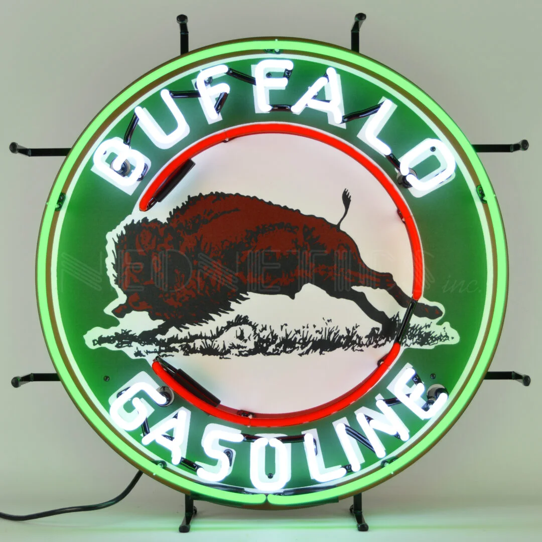 Buffalo Gasoline Neon Sign illuminated neon display