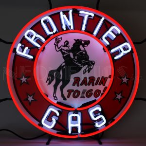 Frontier Gasoline Neon Sign illuminated neon display
