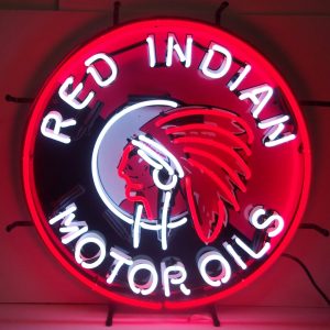 Red Indian Motor Oils Neon Sign illuminated neon display