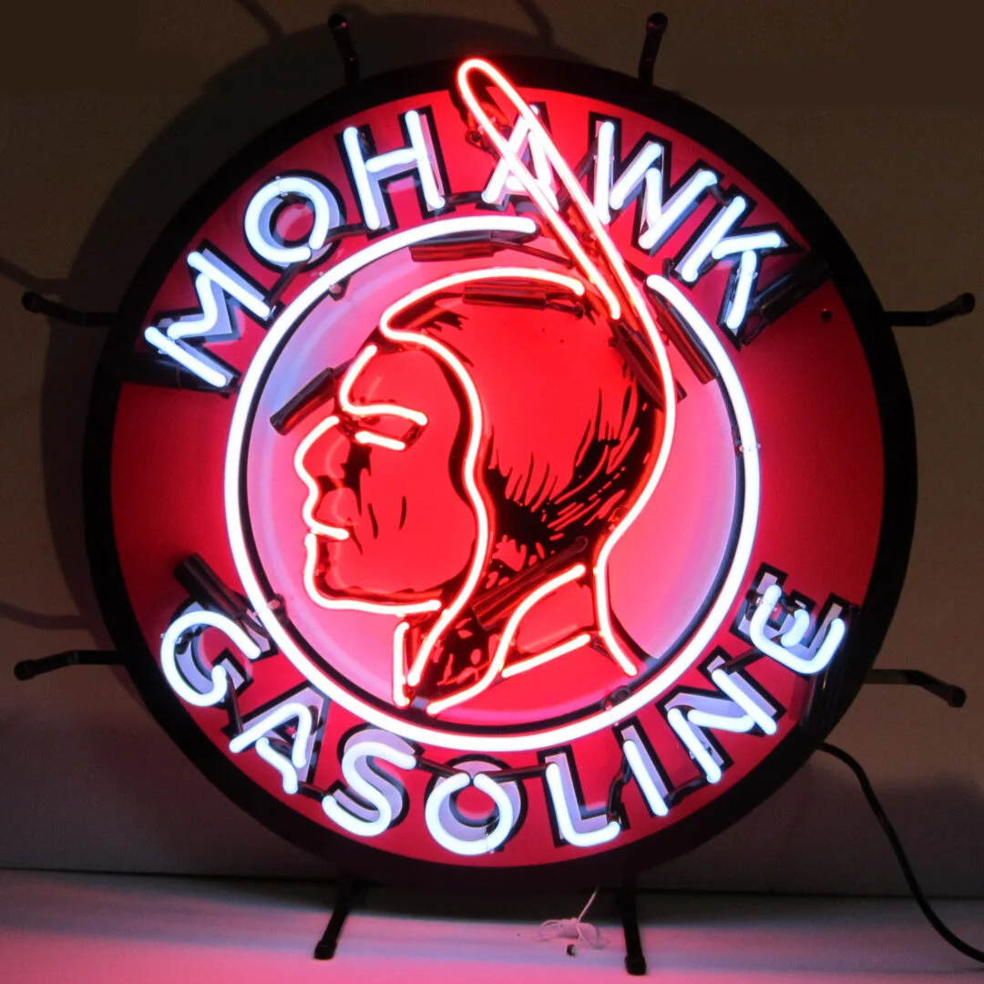 Mohawk Gasoline Neon Sign illuminated neon display
