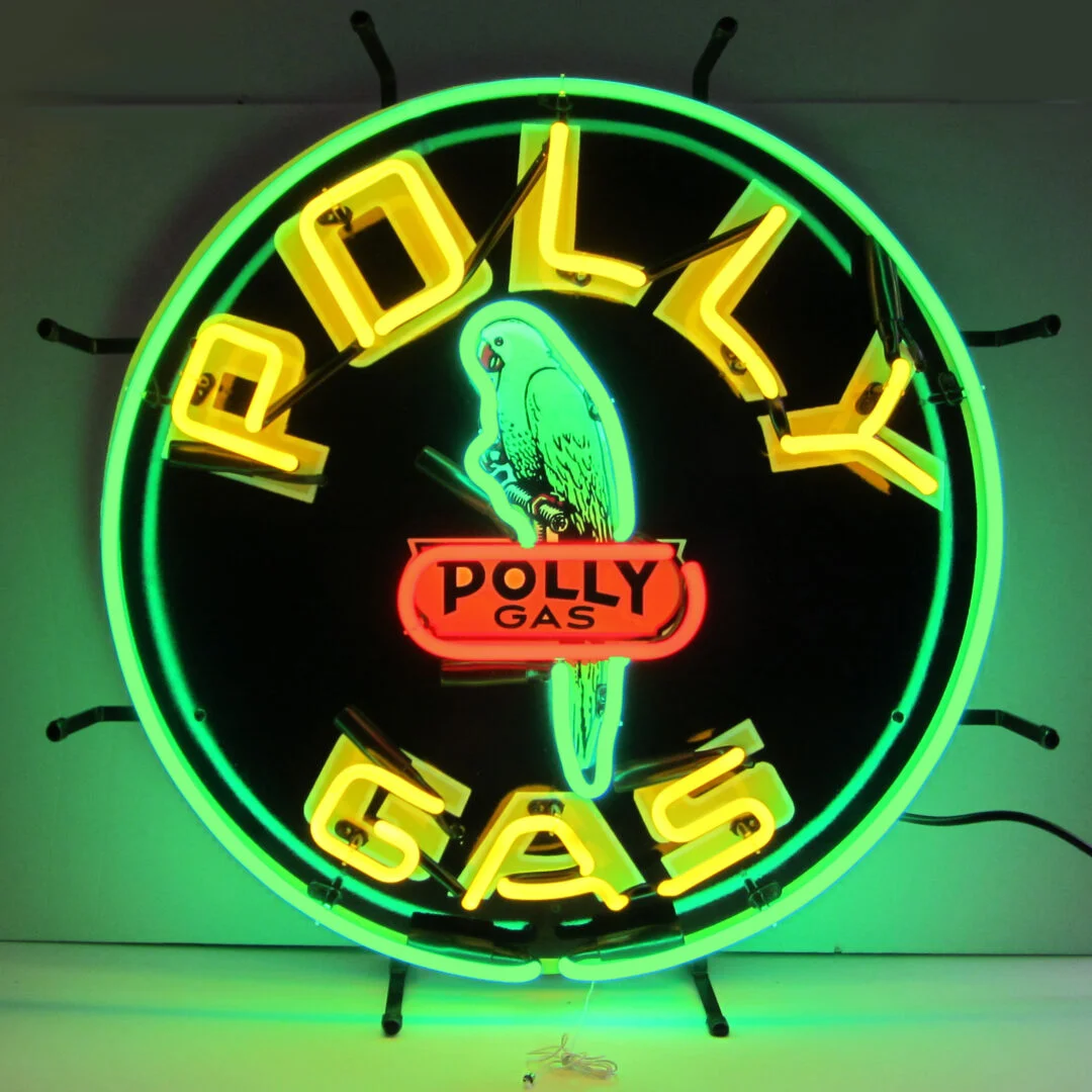 Polly Gas Neon Sign illuminated neon display