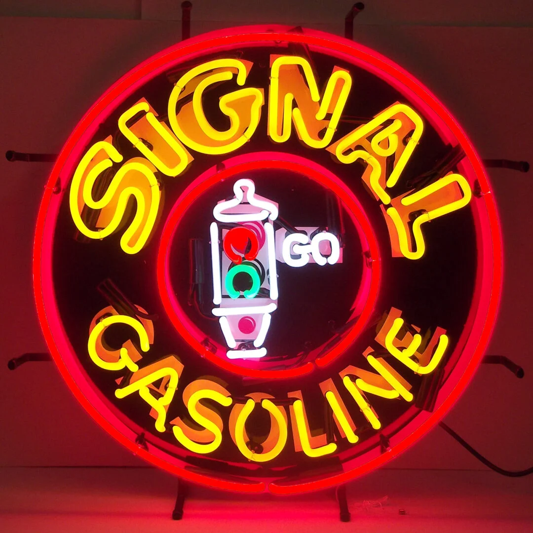 Signal Gasoline Neon Sign illuminated neon display