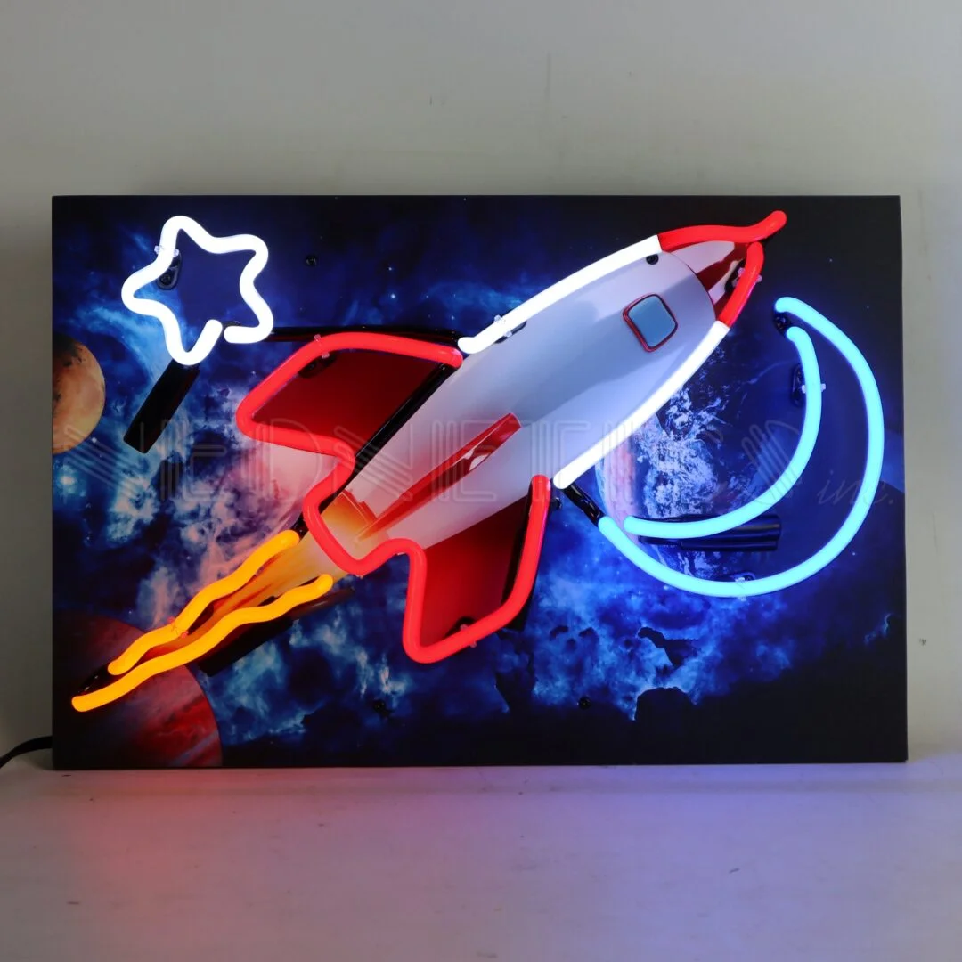 Junior Rocket Outer Space Neon Sign illuminated neon display