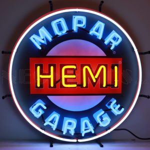 MOPAR HEMI Garage Neon Sign illuminated neon display
