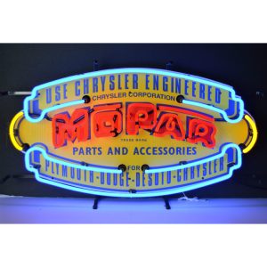 MOPAR Vintage Shield Neon Sign illuminated neon display