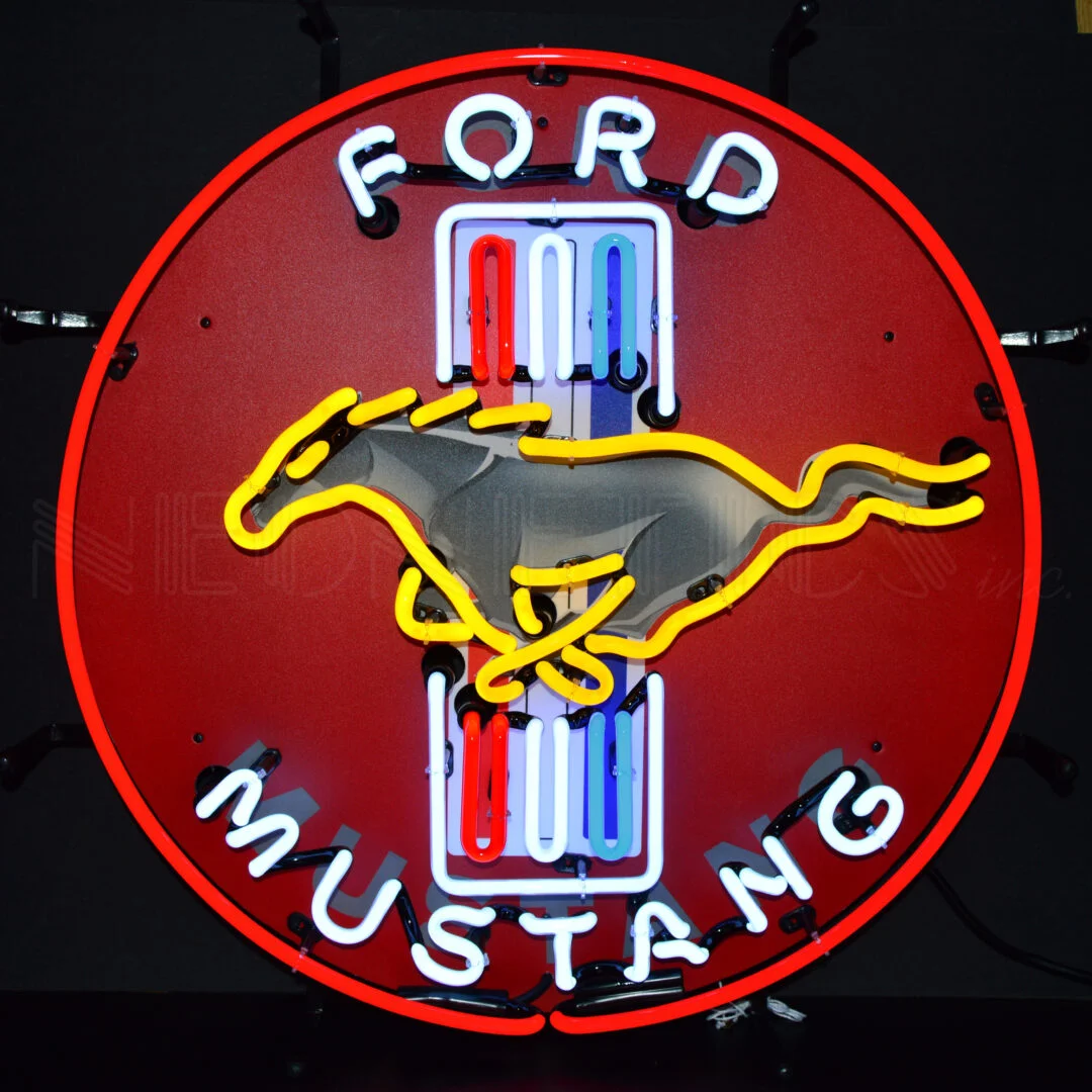 Ford Mustang Red Neon Sign With Backing illuminated neon display