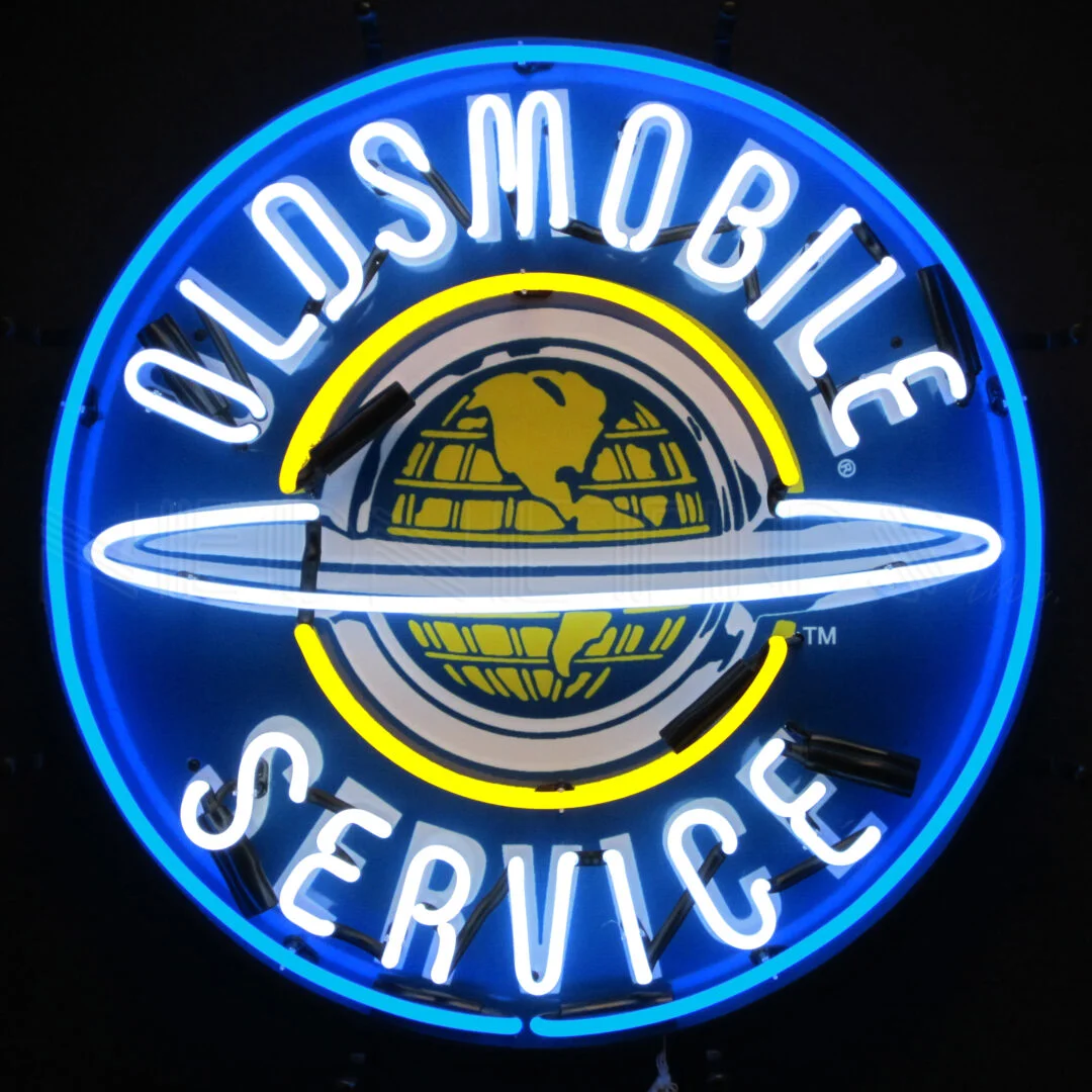 OLDSMOBILE Service Neon Sign With Backing illuminated neon display