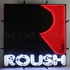 Roush Square R Neon Sign illuminated neon display