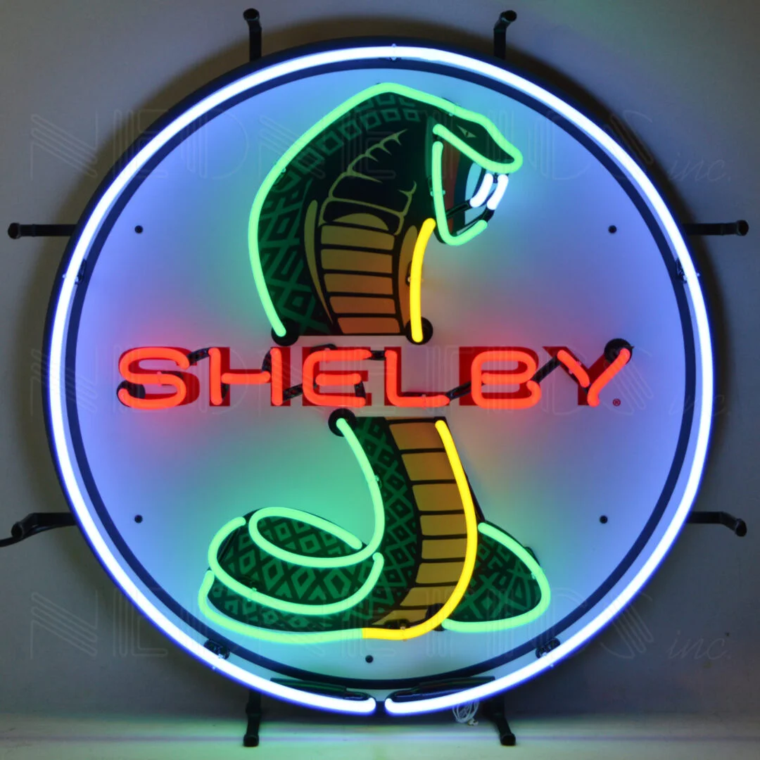 Shelby Cobra Circle Neon Sign With Backing illuminated neon display