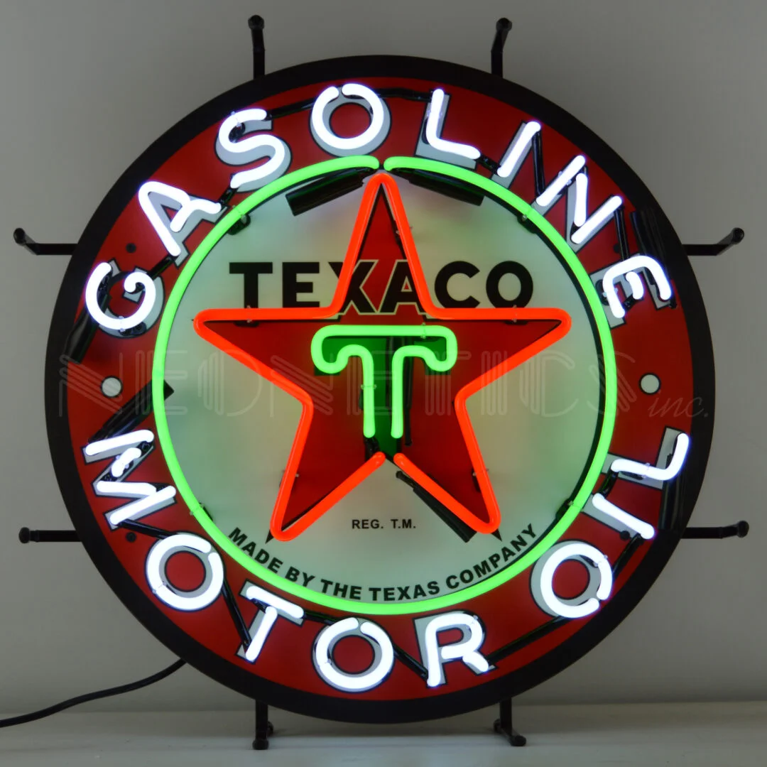 Texaco Gasoline Neon Sign illuminated neon display