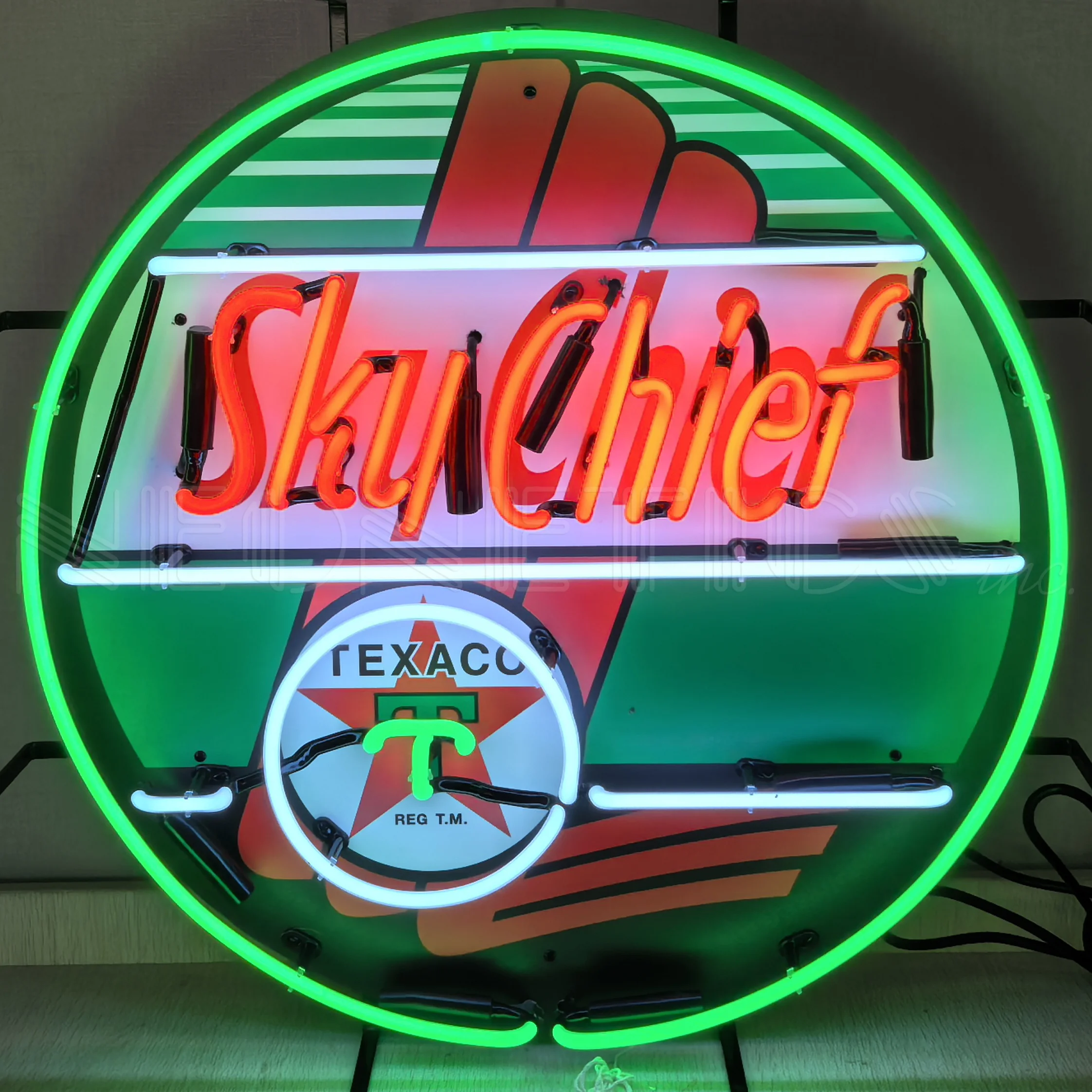 Texaco Sky Chief Neon Sign illuminated neon display