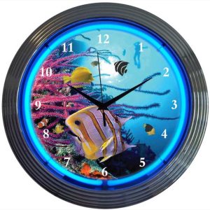 Aquarium Neon Clock illuminated neon display