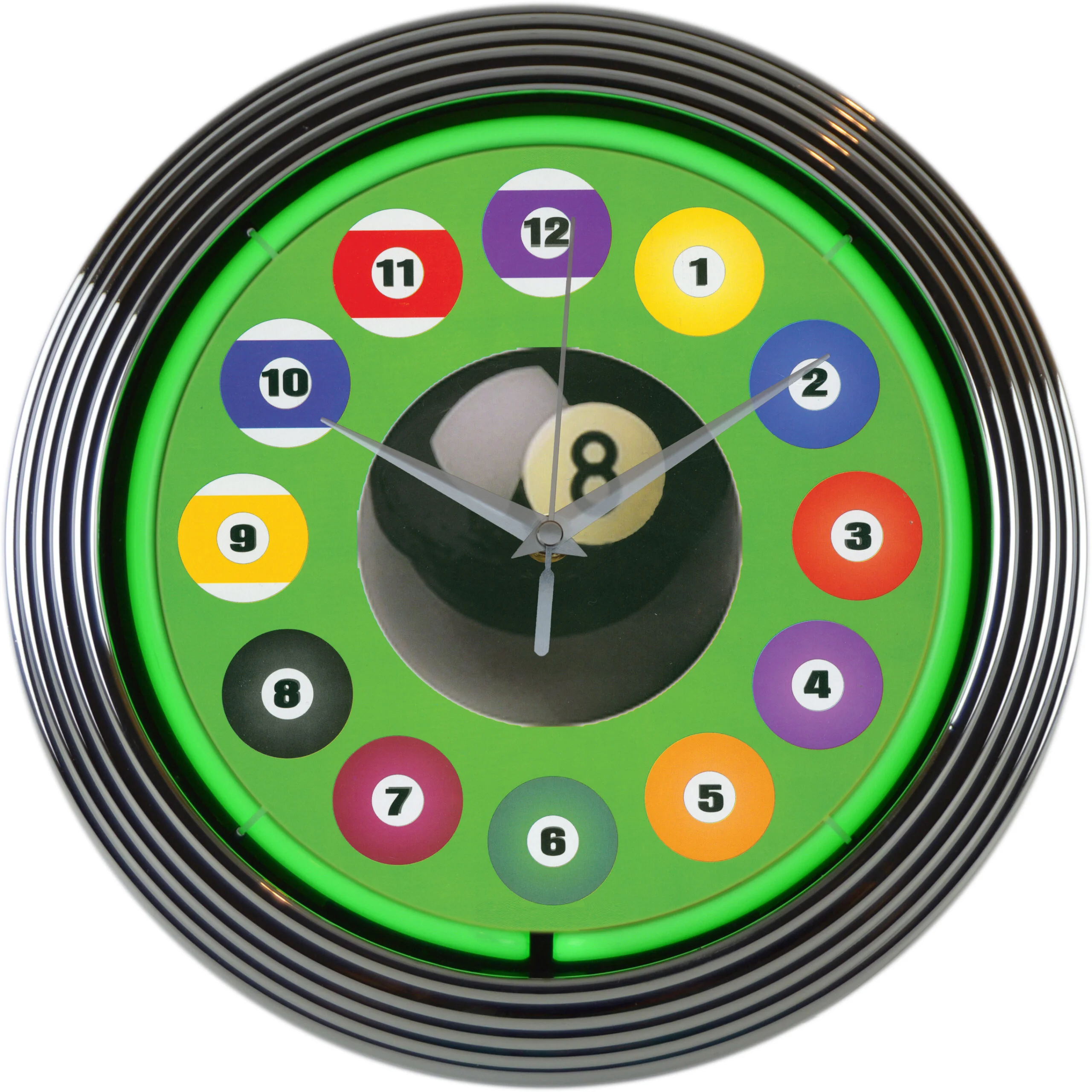 Billiard Ball Green Neon Clock illuminated neon display