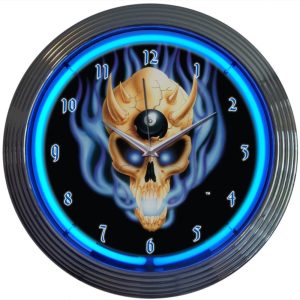 8 Ball Skull Neon Clock illuminated neon display