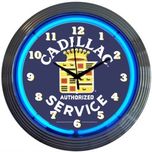 Cadillac Service Neon Clock illuminated neon display