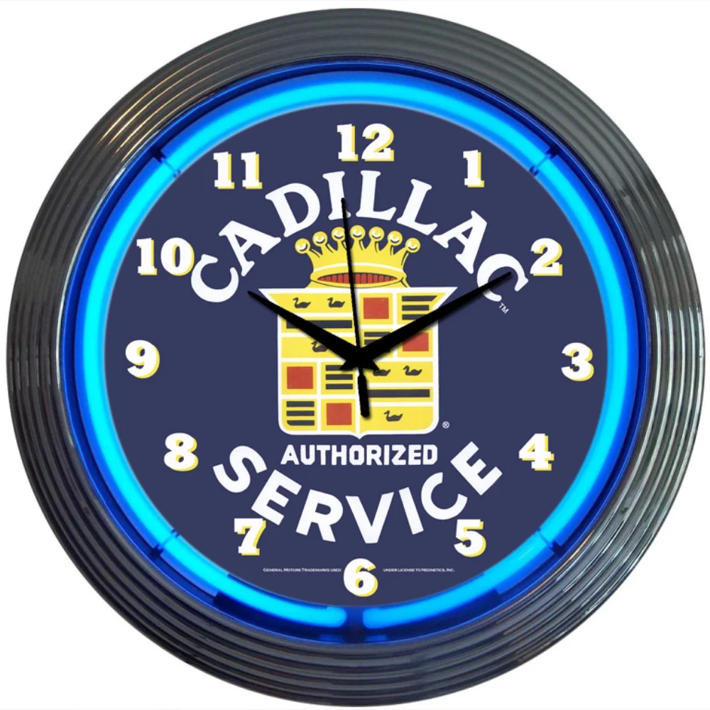 Cadillac Service Neon Clock illuminated neon display