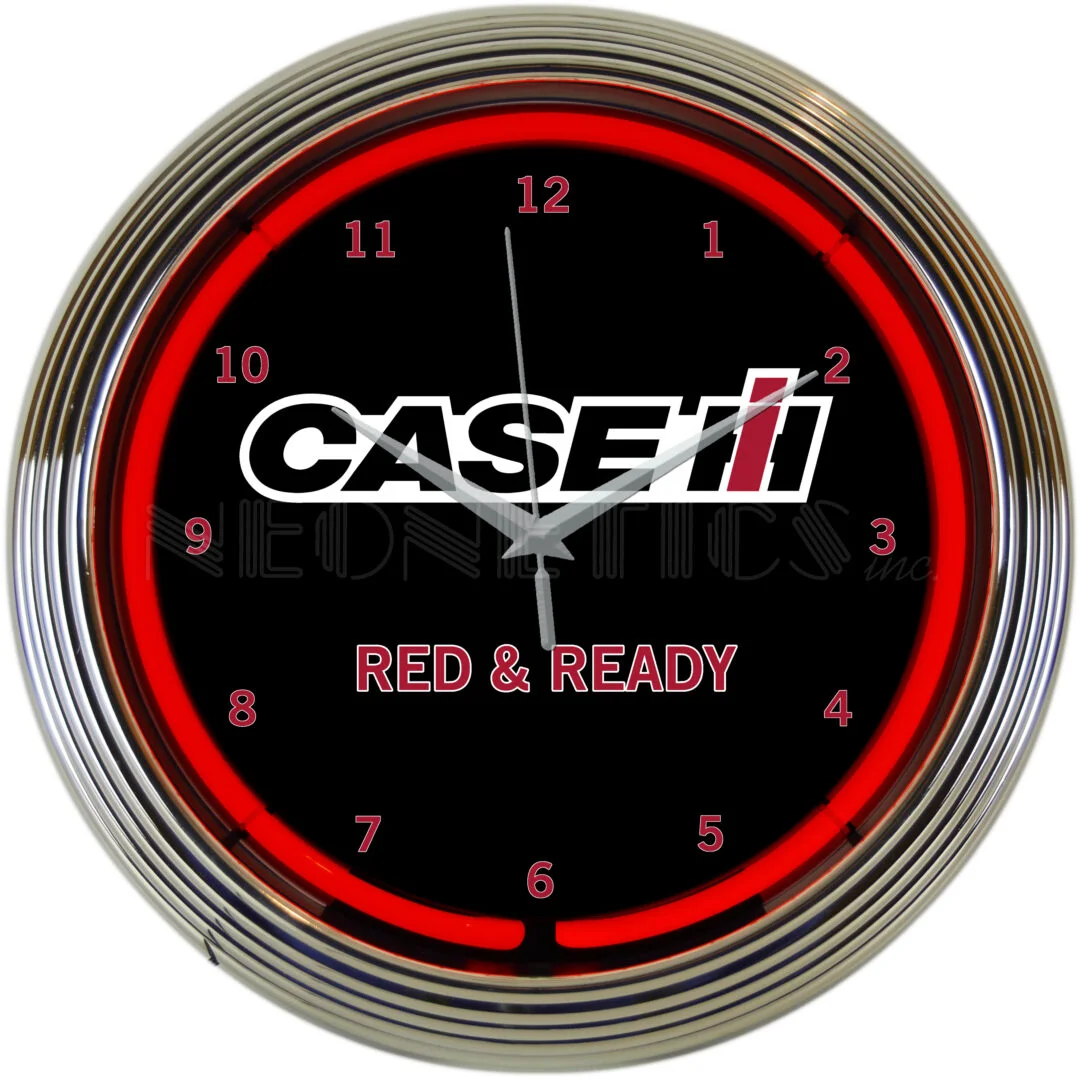 Case IH Red And Ready Neon Clock illuminated neon display