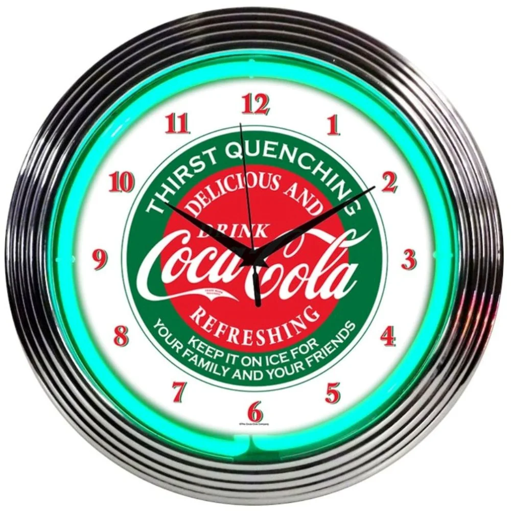 Cola-Cola Evergreen Neon Clock illuminated neon display