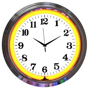 Chrome Orange Standard Neon Clock illuminated neon display