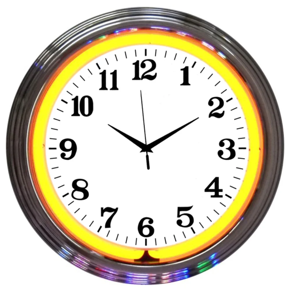 Chrome Orange Standard Neon Clock illuminated neon display
