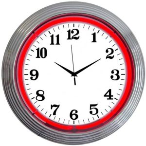 Chrome Red Standard Neon Clock illuminated neon display