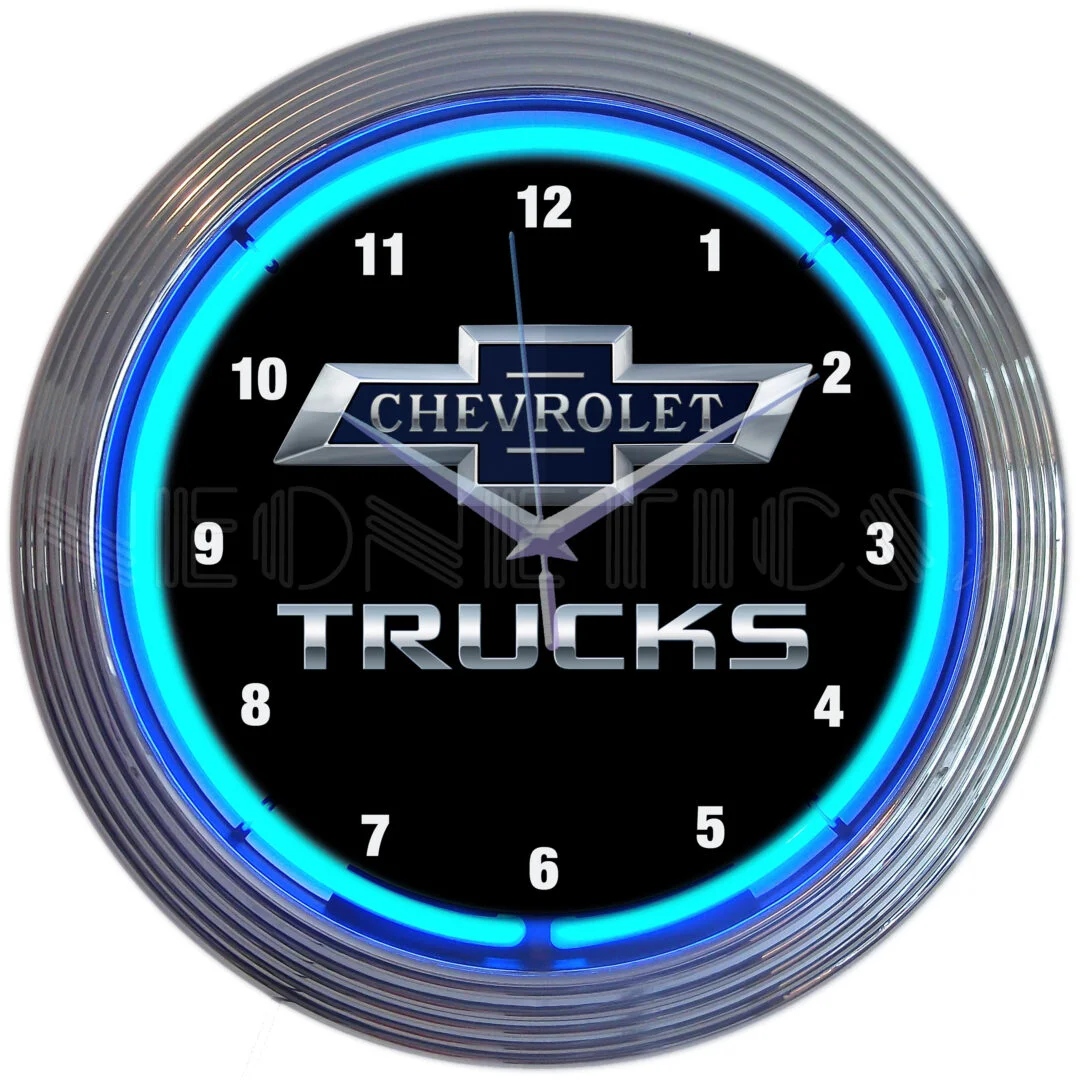 Chevy Trucks 100th Anniversary Neon Clock illuminated neon display