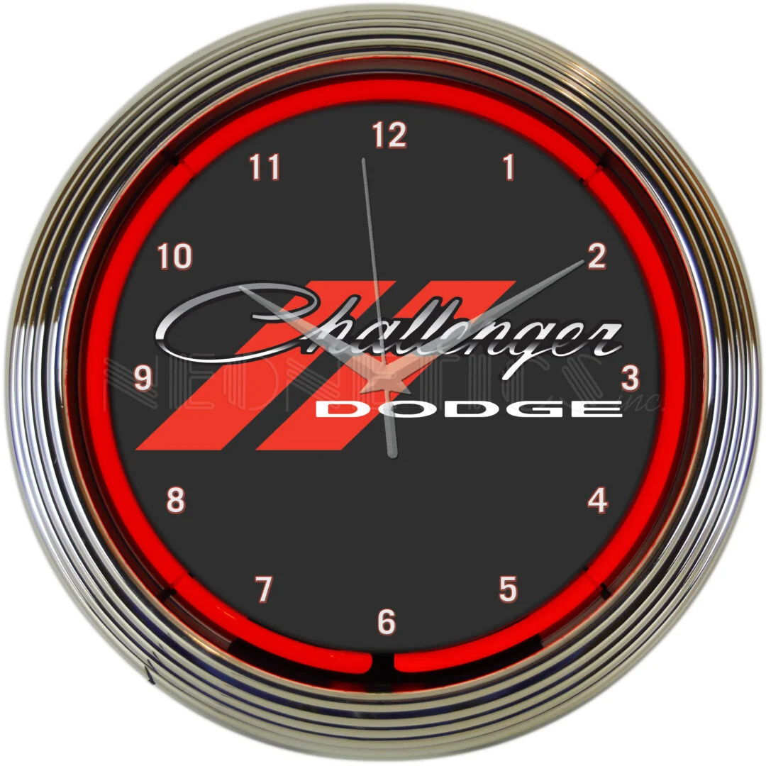 Dodge Challenger Neon Clock illuminated neon display