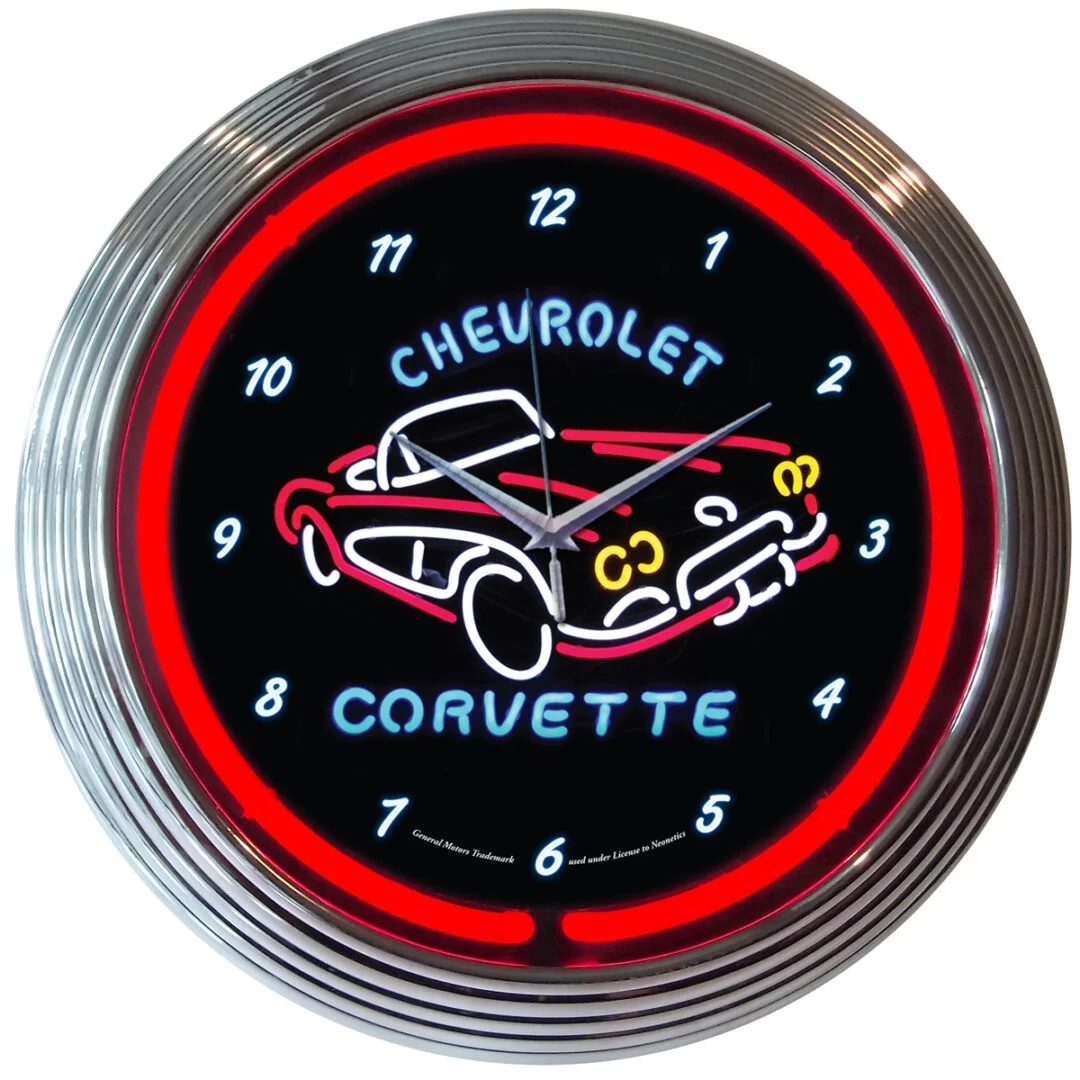 Corvette C1 Neon Clock illuminated neon display