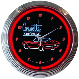 Corvette C2 Stingray Neon Clock illuminated neon display