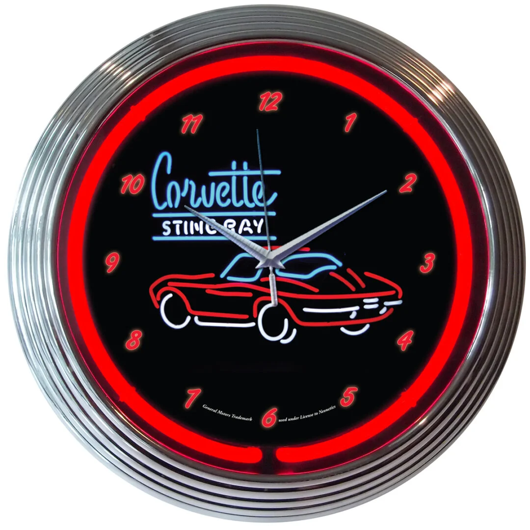 Corvette C2 Stingray Neon Clock illuminated neon display