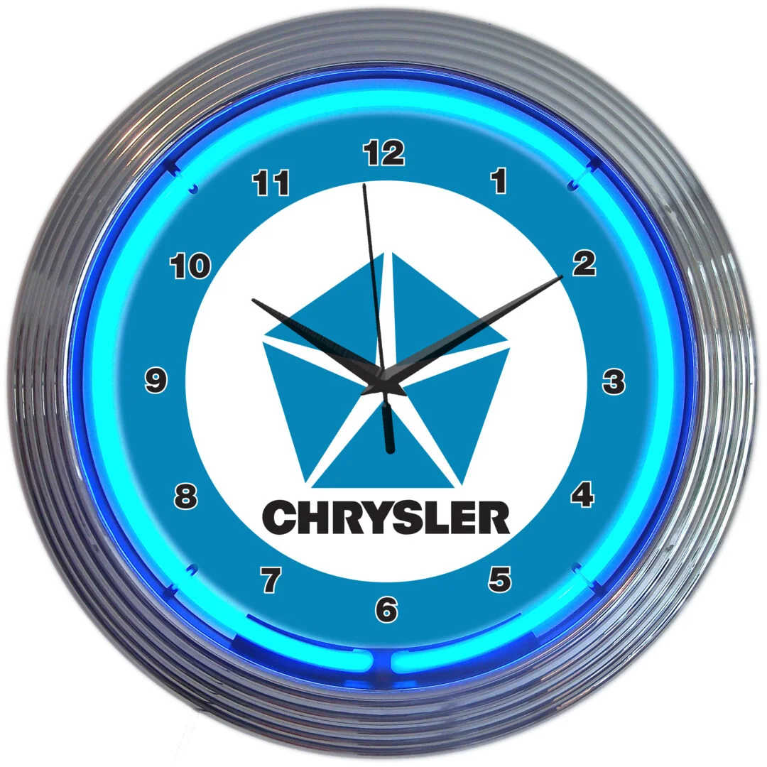 Chrysler Pentastar Neon Clock illuminated neon display