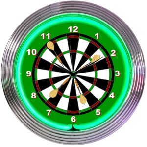 Darts Neon Clock illuminated neon display